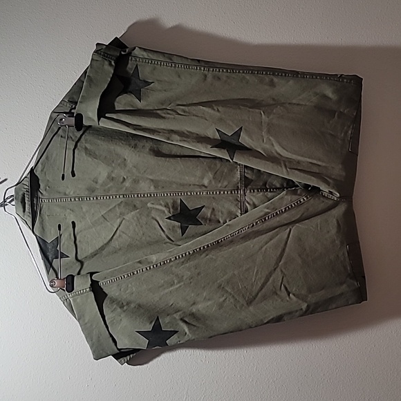 PISTOLA Olive Straight Leg Coveralls Jumpsuit Transitional Star Print Pant Suit - Picture 2 of 16